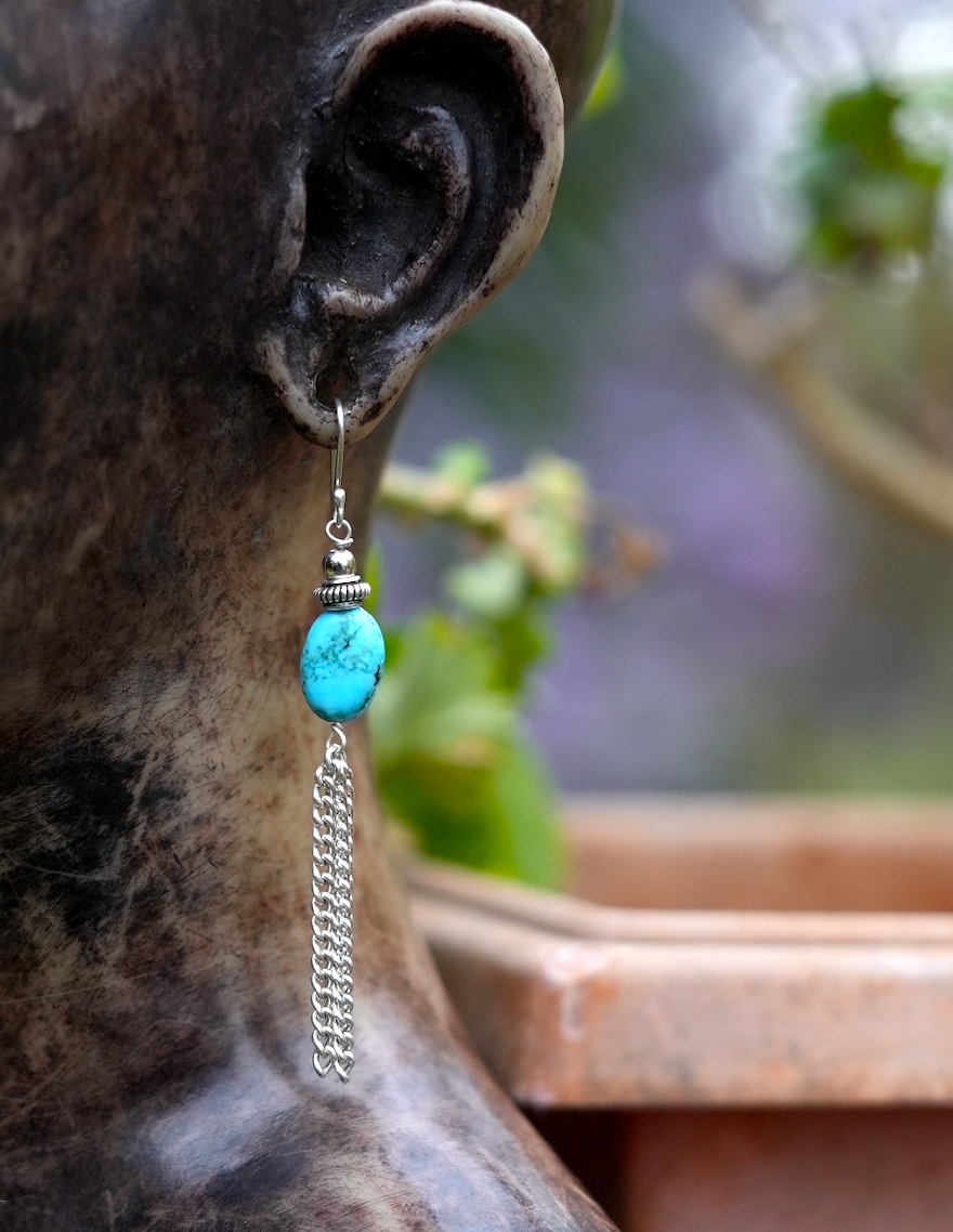 Raw Turquoise and chain Earrings