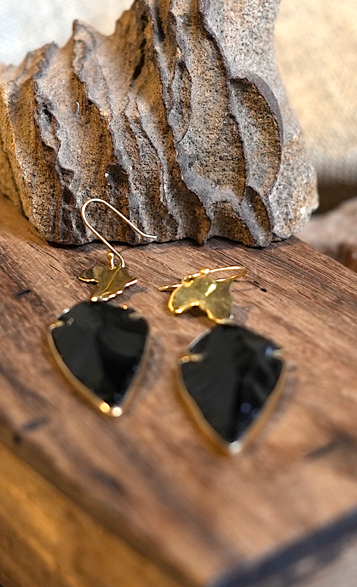 Black and Brass Earrings.