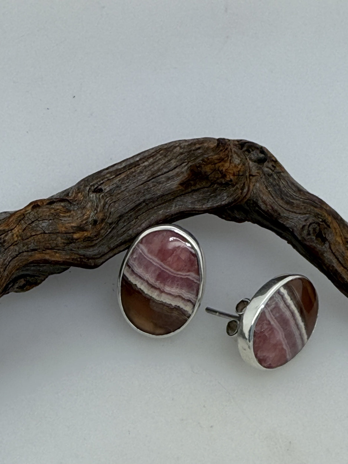 Nature Earrings with Rhodochrosite