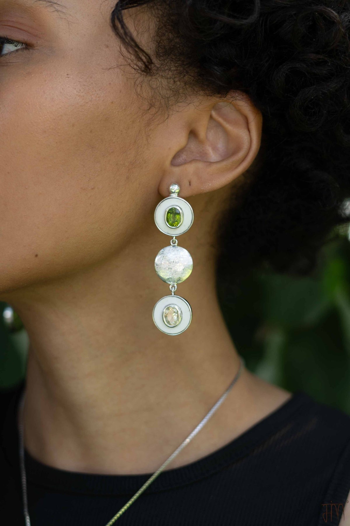 Sterling Silver Ostrich Eggshell Earrings