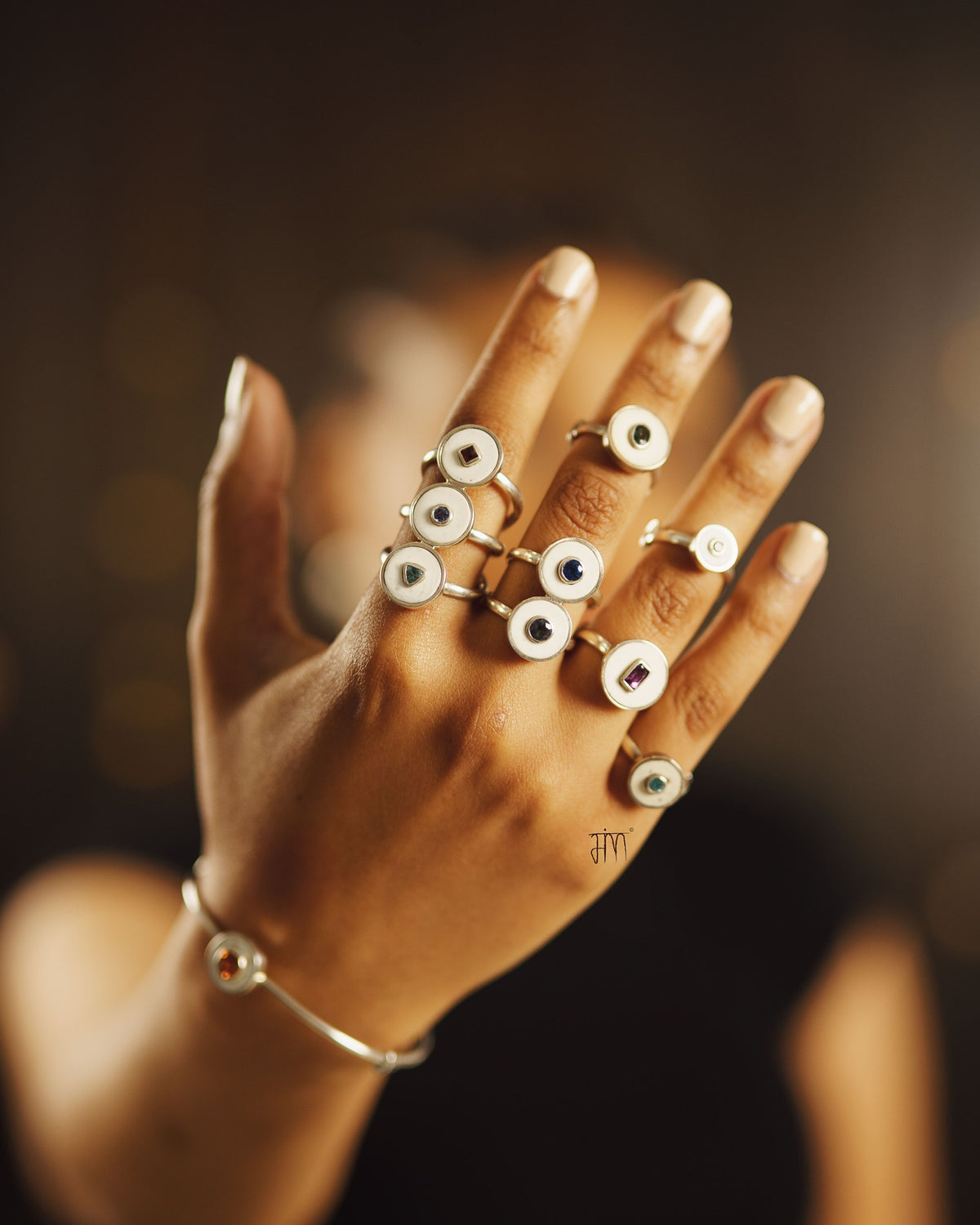 Sterling Silver Ostrich Eggshell Multi Layer Ring