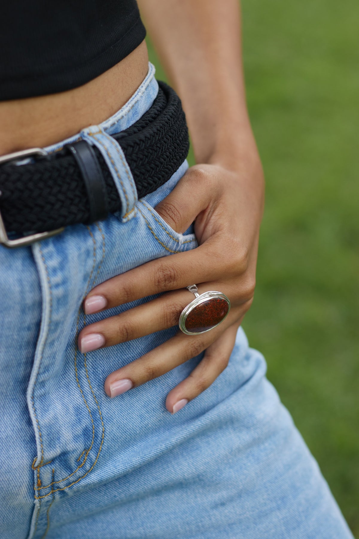 Sterling Silver Malaika Ring with Fossil
