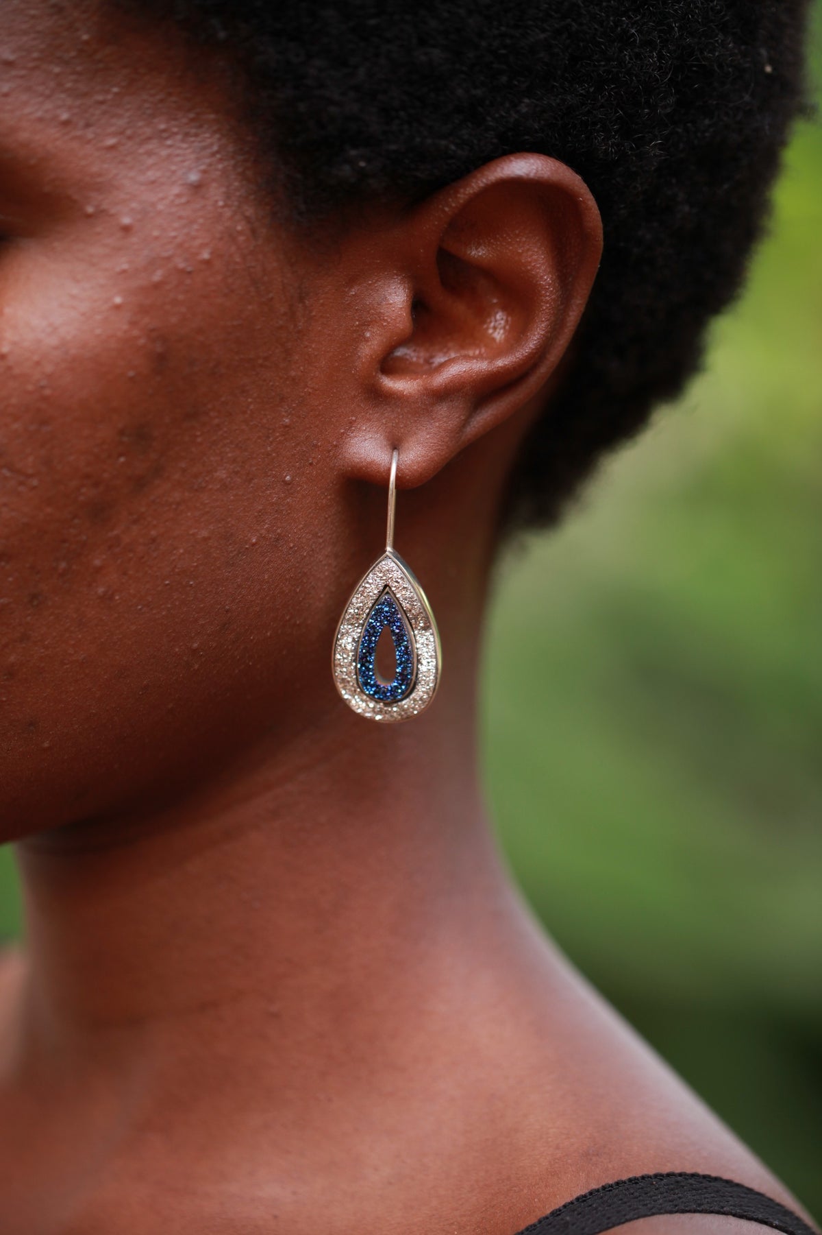 The Bespoke Atelier Platinum Druzy Quartz Drop Earrings