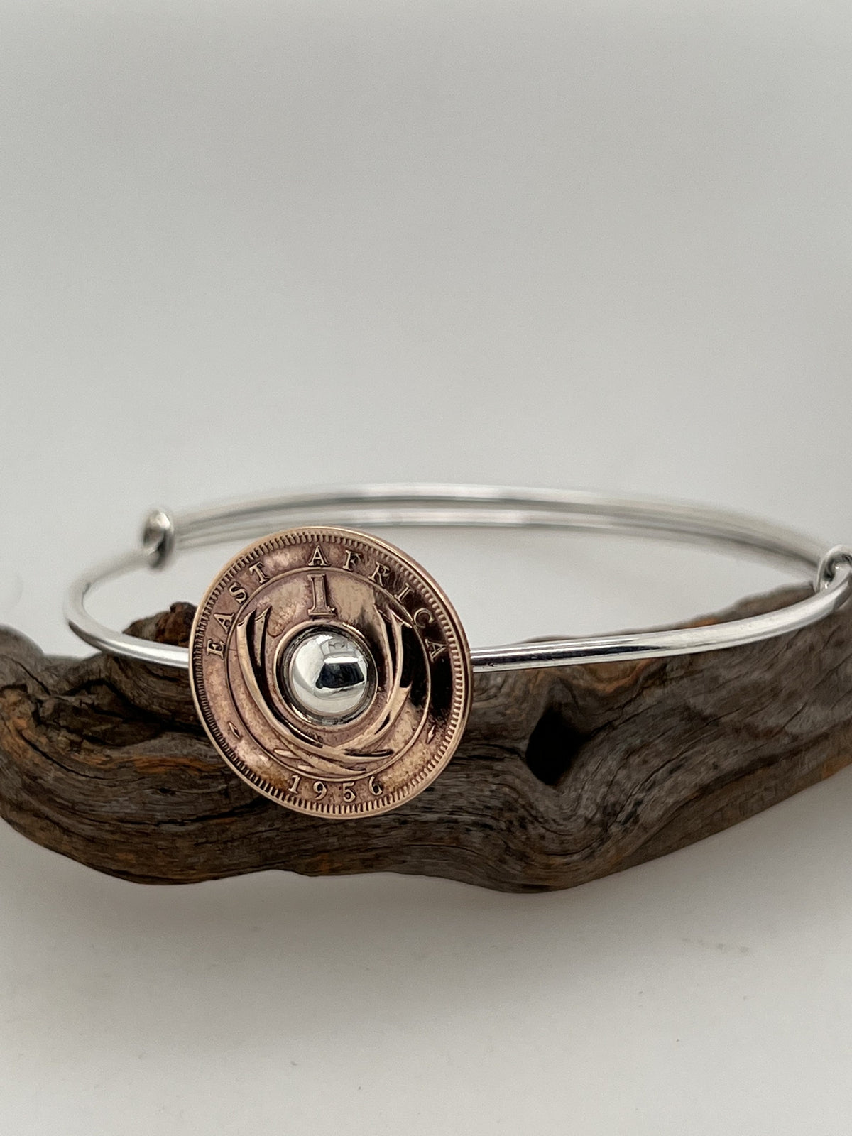 Old 1 Cent British East Africa Copper and Silver adjustable  bangle
