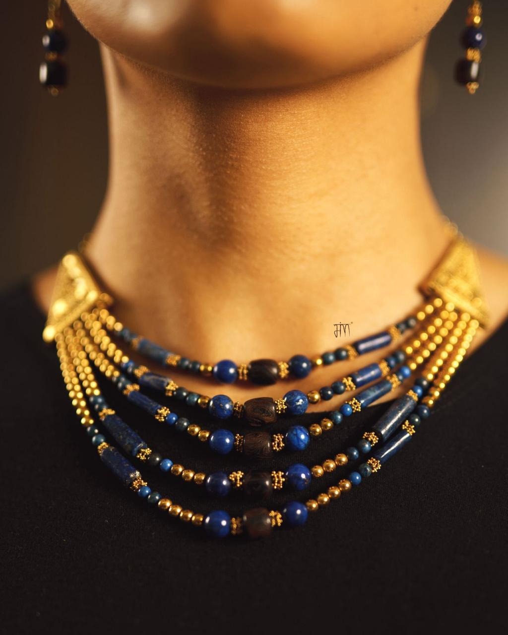One of a Kind Echoes Necklace with Upcycled Antique Silver, Black Coral, Hematite and Lapis Lazuli