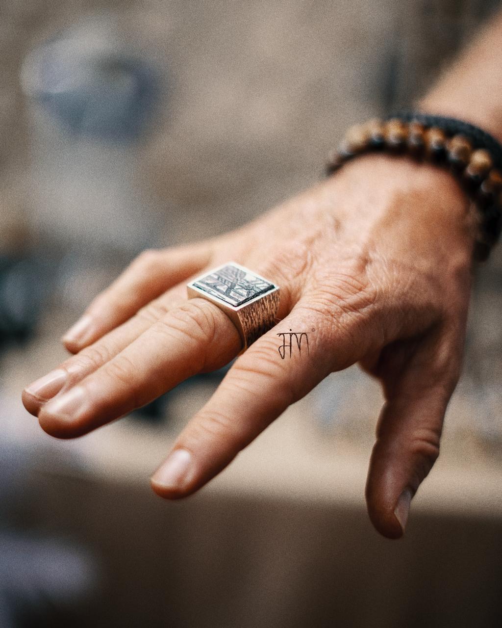 Aletai Meteorite Hammered Ring