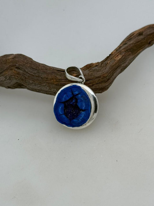 Raw Earth Pendant with Azurite Geode
