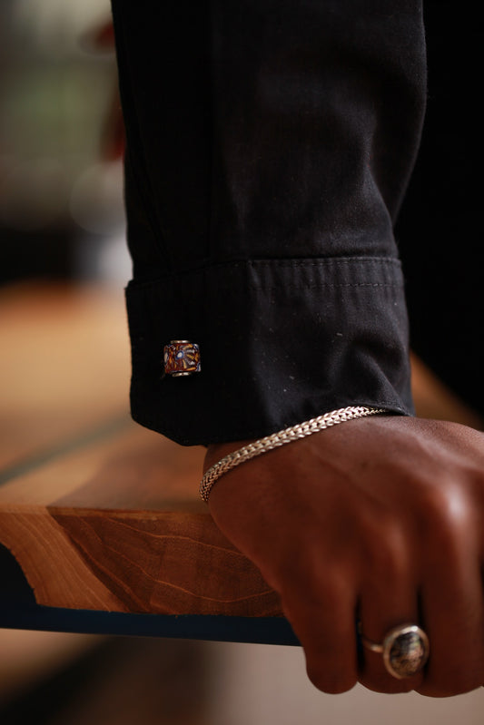 Raw Earth Cufflinks with Rolling Trade Bead