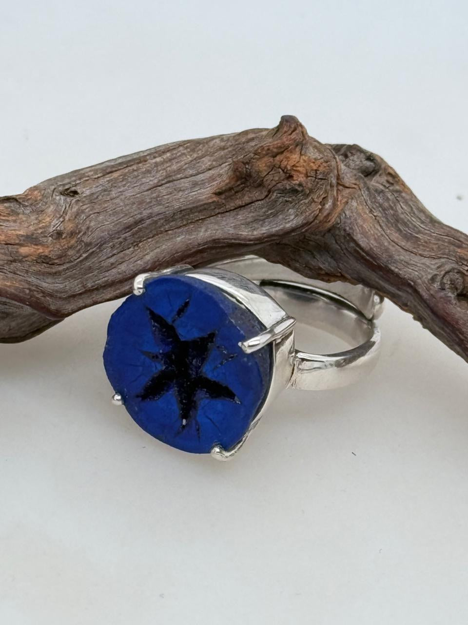Raw Earth Ring with Azurite Geode