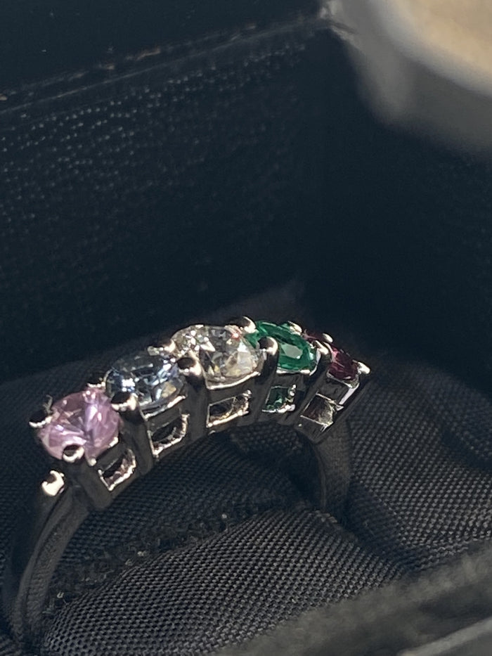 Suhani Gold Five-Stone Mother's Ring in 18K White Gold