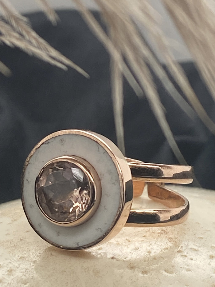 Suhani Gold Ostrich Eggshell Ring with Morganite in 18K Gold