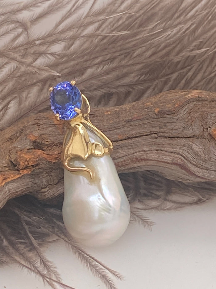 Suhani Gold South Sea Pearl and Tanzanite Pendant in 18K Gold