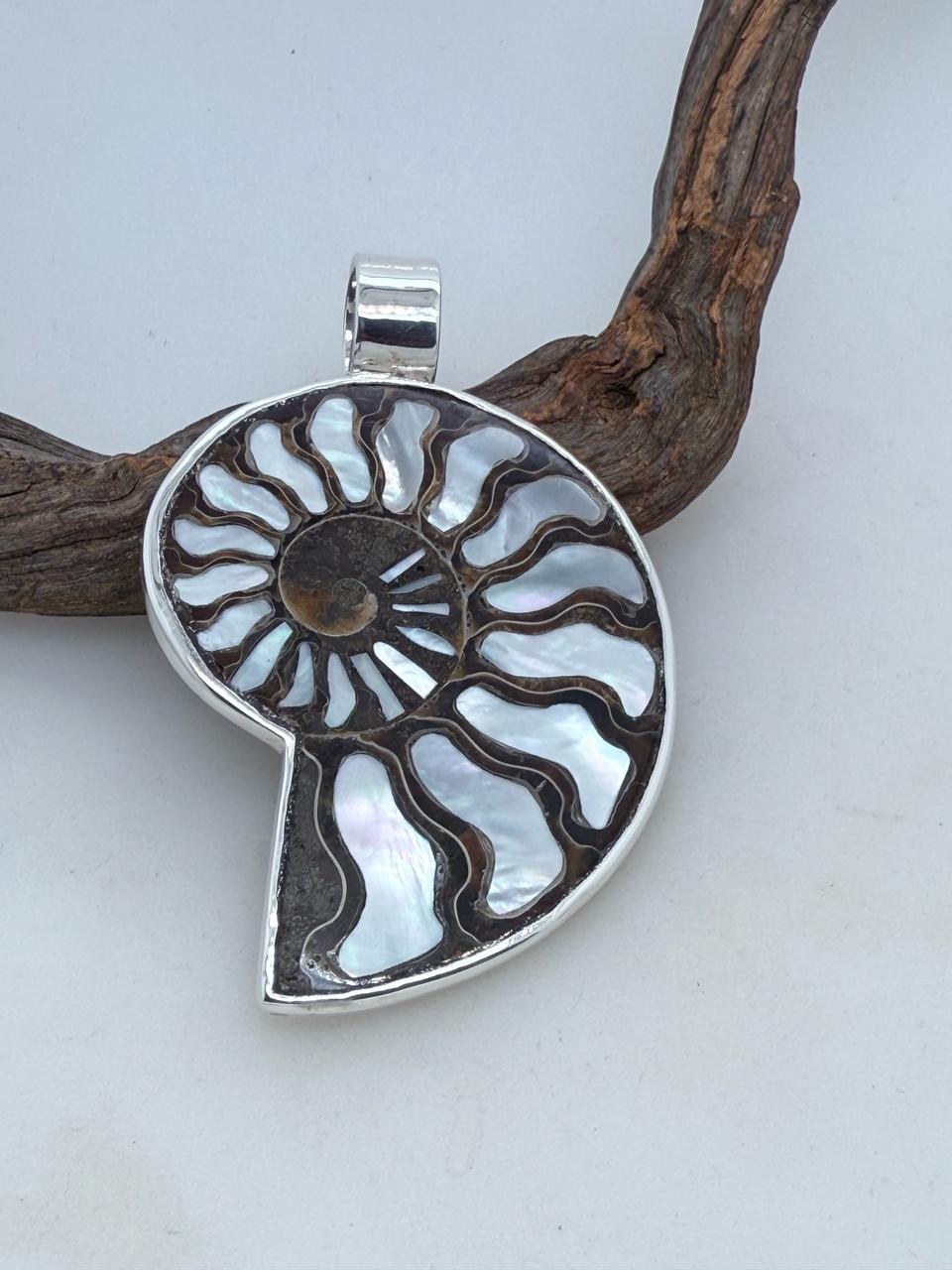Fossil Ammonite Set with Mother of Pearl Inlay