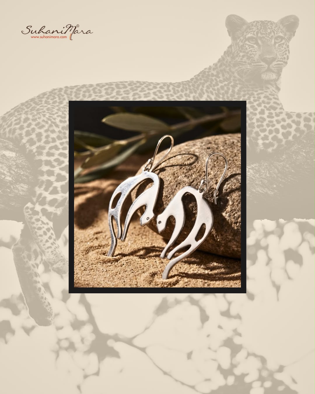 Sterling Silver hand cut Leopard cat earrings with Sterling Silver hooks